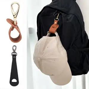 [2세트] 배낭 여행 모자 클립 가죽 모자 버클 핸즈프리 분실방지 키링 모자걸이