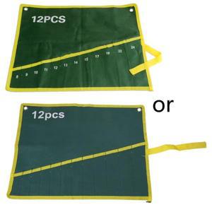 12개의 포켓 내구성이 뛰어난 캔버스 스패너 렌치 도구 롤업 보관 가방 파우치