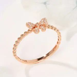 [비앤비골드] 14K/18K 플라잉 큐빅 리본 버블볼 반지 SRS41809