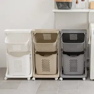 아임홀리빙 LINE 스탠다드 통기성 좋은 2단 빨래바구니 세탁바구니 빨래통