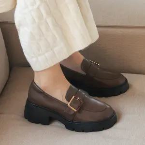 [무크] 여화 테리 소가죽 청키로퍼 2colors