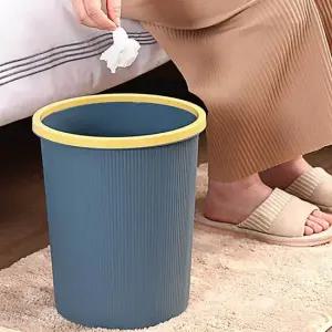 대형 오픈 스트라이프 네이비 원형 휴지통 쓰레기 대형쓰레기통 주방쓰레기통 화장실쓰레기통