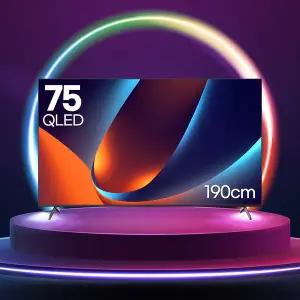 [LUCOMS]루컴즈 25년형 75 구글 5.0 스마트TV DLG 120Hz 190cm T7505CKG 4K UHD QLED TV 스탠드 방문설치