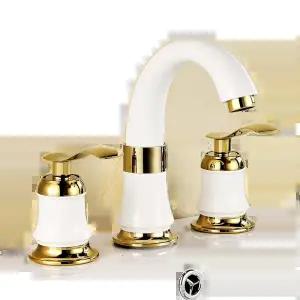 세면대수도꼭지 온수 냉수 분리 화장실 고급 수전 블랙 골드 - 3종 세트