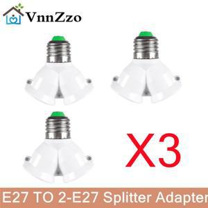 3PCS 1 E27 2 스플리터 램프 전구베이스 어댑터 컨버터 265V LED Y 모양 소켓 라이트 홀더 변환