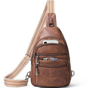 여성용 레레사스 슬링백 크로스바디백 패니 팩 오버 숄더백 슬링 지갑 백팩 가죽 여행 브라운