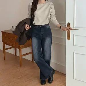 [공구우먼] [2가지기장] 데이브 워싱 와이드 데님 팬츠 84535 빅사이즈 여성의류