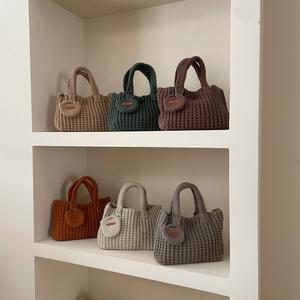 가을 겨울 핸드메이드 크로셰 가방 숄더백 단색 울 니트 여성용