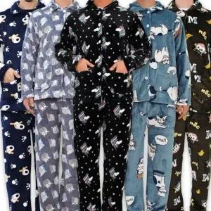 신상 추가 남성 수면 잠옷 세트 극세사 겨울