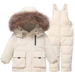 유아용 스노우슈트 아기 스노우슈트 여자 바지 남자 겨울 코트 스키 턱받이 재킷 1-5T