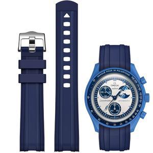 Omega x Swatch MoonSwatch 시계 20mm, 부드러운 교체용 고무 스트랩, 문스와치 남성 및 여성용 곡선형 갭 없는 스트랩