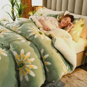 두꺼운 이불 따뜻한 캐시미어 극세사 겨울 이불 양면 보온 블랭킷 침대 벨벳 밀크 담요