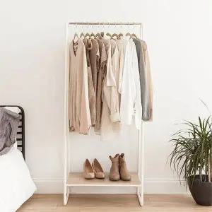 [아이리스] 스탠드 철제 옷걸이 선반 행거 PI-B1(화이트)