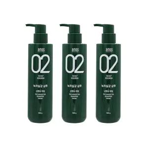아모스 녹차실감 샴푸 지성 두피용 500g 3개