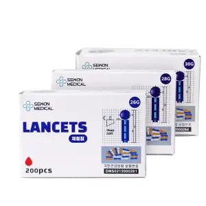 세원 란셋 26G 28G 30G 200개입 1박스 일회용 란셋침 당뇨 바늘 채혈침 여드름 압출 니들 사혈침