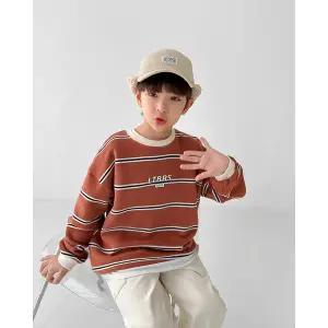 [리틀브로] (아동)B.크림단가라맨투맨_브라운[티셔츠BFJW869A]