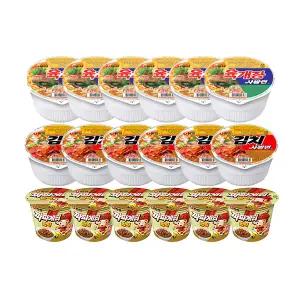농심 육개장사발면, 86g, 6개 + 김치사발면, 86g, 6개 + 짜파게티범벅, 70g, 6개