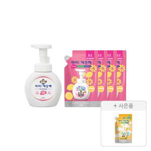 아이깨끗해 핸드워시 용기 레몬 250ml, 1개+리필 200ml, 4개+증정(리필 순, 222ml, 1개)