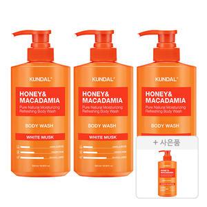 쿤달 네이처 바디워시, 화이트머스크, 500ml, 3개 + 증정(바디워시, 체리블라썸, 500ml, 1개)