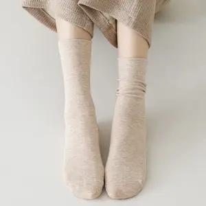 여성용 심플 컬러 장목 데일리 양말 10켤레