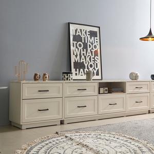 [장인가구]셀리아 화이트 대리석패턴 2400 높은 거실장