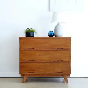 [플러스4쿠폰] 클레이 원목 광폭 3단 서랍장 900 속깊은 수납장