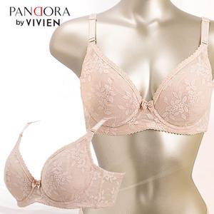 (판도라바이비비안)VBR7079 플라워 패턴 와이어 브라(소프트브라운/80A~100B)