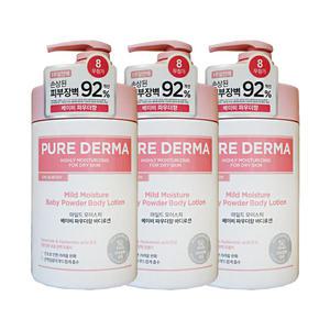 엘지 온더바디 바디로션 퓨어더마 마일드 모이스처 베이비파우더향 1000ml 3개