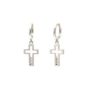 14K 십자가 펀칭 큐빅 원터치 귀걸이 한쌍 NAE10718