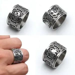 R0515w 써지컬스틸 사신수 회전반지 피젯스피너 건강 행운반지