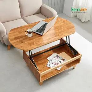 케미에르 로마드 1200 고무나무원목 거실 리프트업 쇼파테이블 KEL-213