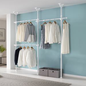 이지온 국민튼튼 EO-303 3단 원룸 고정식 옷걸이 행거 폭 1.6-2.2m