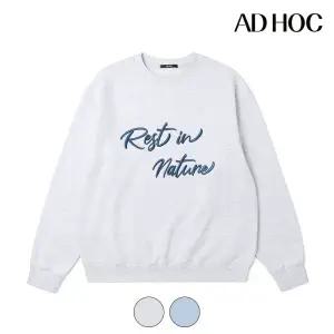 [애드호크] 남여공용 레터링 볼륨 자수 베이직 쮸리 맨투맨(HA2LT81)