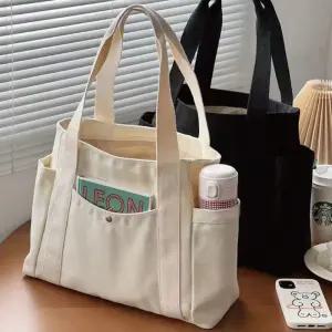 스퀘어 사이드포켓 텀블러백 데일리 도시락가방 에코백 토트백