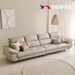 [쉐우드가구]카스텔 6인용 이태리 천연면피 가죽 소파