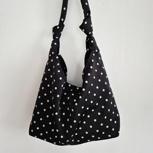 모미 도트 캐주얼 새틴 매듭 에코백 귀여운 숄더 가방