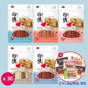 아스쿠 모정 져키 x 30개 5종 + 1.2Kg 애견간식