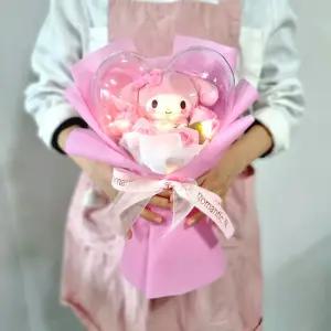 인형꽃다발 산리오 마이멜로디 핑크 아크릴 하트풍선 어린이 꽃다발
