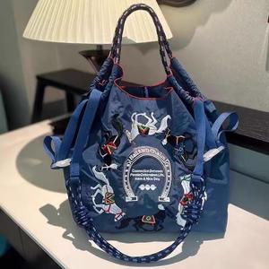 프랑스자수에코백 높은 자체 환경 보호 가방 여행 어깨 캔버스 여성 데일리