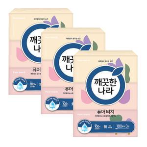 깨끗한나라 퓨어터치 각티슈 180매x9팩 천연펄프 미용티슈
