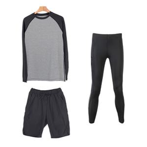 스윔웨어 남자 남성 긴팔티 래쉬가드 반바지 레깅스 3종 세트 래시_가드세트