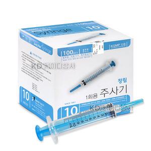 정림 일회용 경구용 주사기 10ml 100개입 락타입 멸균 무침주사기 뚜껑포함