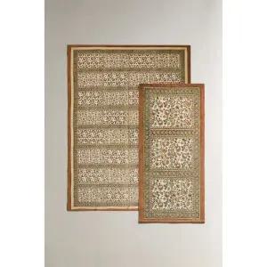 [정품] 자라 홈 집안 인테리어 실내 ZARA 블록 프린트 코튼 러그 - 살몬핑크