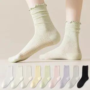 [6켤레세트] 파스텔 메쉬 레이스 시스루 삭스 중목 양말