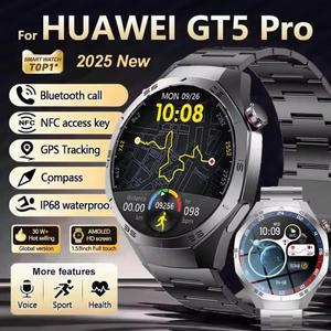 2025년 신제품 화웨이 GT5 Pro 스마트워치 남성용 HD AMOLED 스크린 GPS 모션 궤적 심박수 블루투스 통화 1