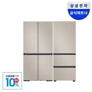 [으뜸효율]삼성 비스포크 키친핏 냉장고 김치냉장고 세트 1등급 RM70F64R1G+RQ33DB74C1AP 에센셜 베이지