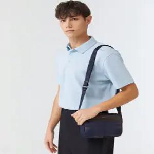 헤지스 액세서리 남성 24FW [스테디셀러]네이비 체크 가죽배색 크로스백 WUBA4F308N2