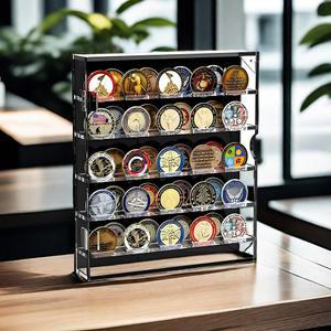 코인거치대 메달 보관함 원목 홀더 컬렉션 받침대 선반/3층 메달수납함 검정 검정색