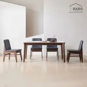 라로퍼니처 디아스 1400 포세린 통 세라믹 낮은 4인 식탁 세트  식탁+의자4)