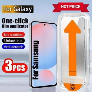 삼성 갤럭시 S24 S25 S23 울트라 S22 S21 플러스 FE 용 3개 초투명 강화유리 원클릭 부착 스크린 보호필름
